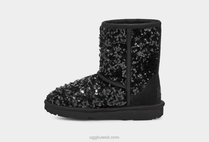 الترتر الكلاسيكي قصير مكتنزة أسود أطفال UGG 08HB1765