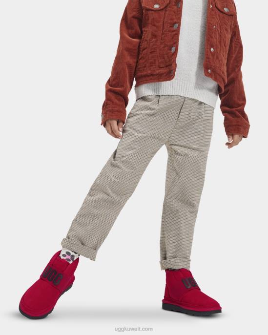 رسم نيوميل الثاني سامبا أحمر / أسود أطفال UGG 08HB249