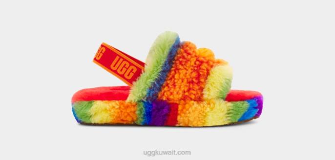 نعم شريحة زغب كالي الكولاج خطوط قوس قزح أطفال UGG 08HB262