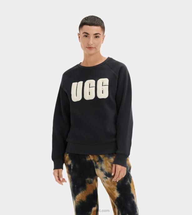 رقبة دائرية بشعار مادلين غامض أسود / كريم نحيف UGG 08HB1018