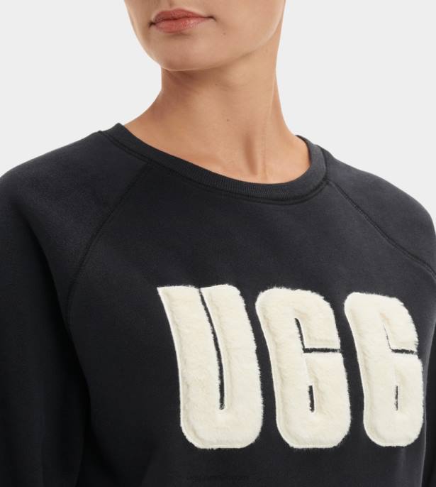 رقبة دائرية بشعار مادلين غامض أسود / كريم نحيف UGG 08HB1018