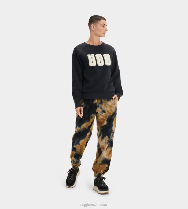 رقبة دائرية بشعار مادلين غامض أسود / كريم نحيف UGG 08HB1018