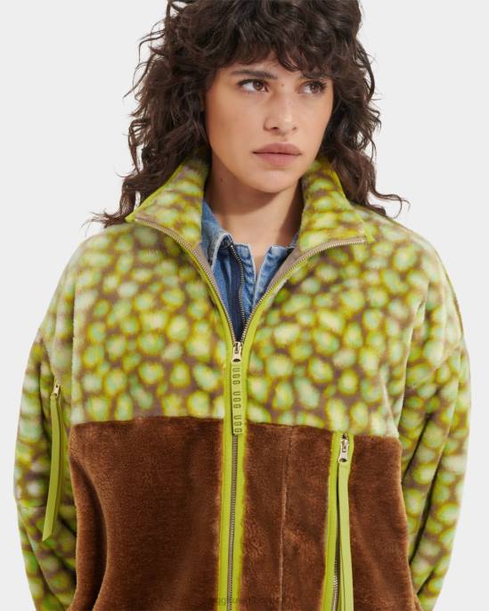 جاكيت من الفرو الصناعي بطبعة مارلين ادامامي متقطعا نحيف UGG 08HB105