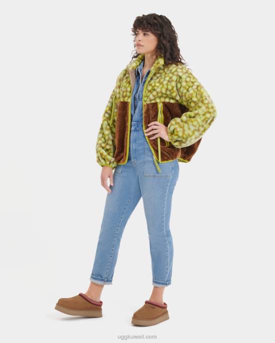 جاكيت من الفرو الصناعي بطبعة مارلين ادامامي متقطعا نحيف UGG 08HB105