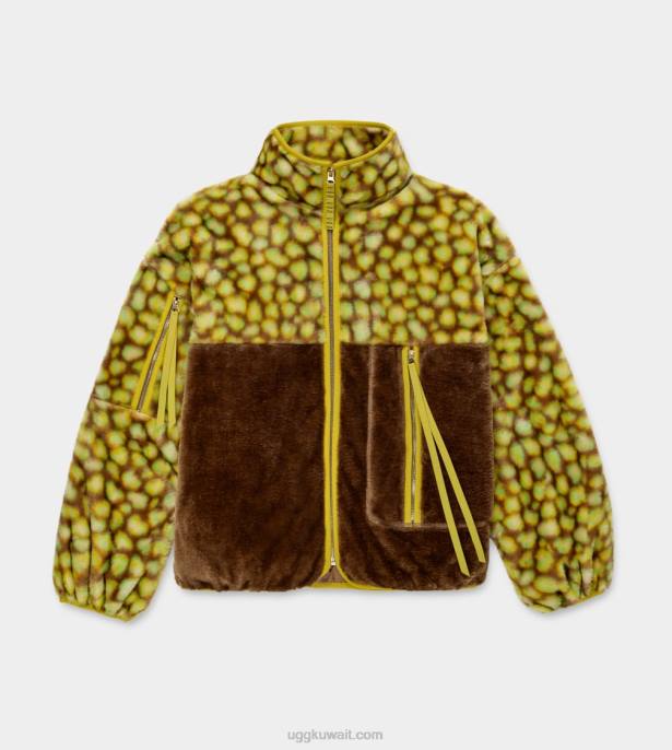 جاكيت من الفرو الصناعي بطبعة مارلين ادامامي متقطعا نحيف UGG 08HB105