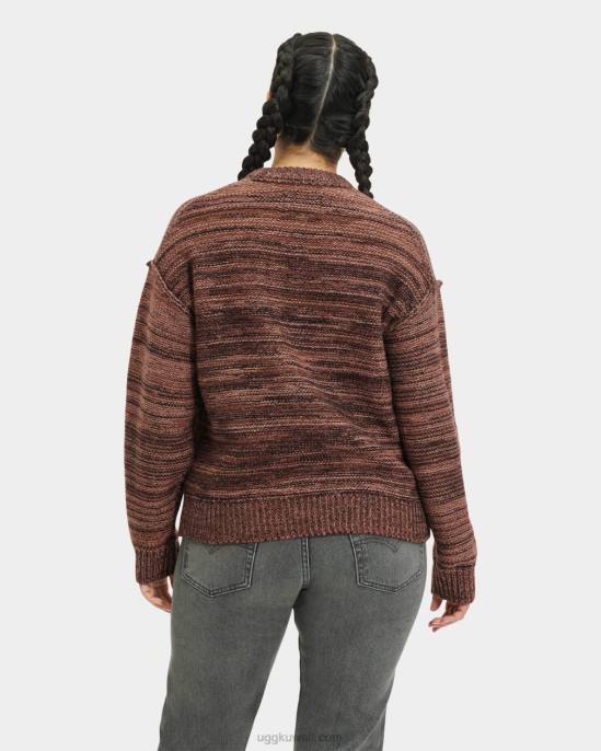 سترة أفيانا بياقة مستديرة كستناء داكن متعدد نحيف UGG 08HB1063