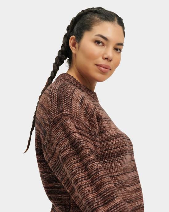 سترة أفيانا بياقة مستديرة كستناء داكن متعدد نحيف UGG 08HB1063