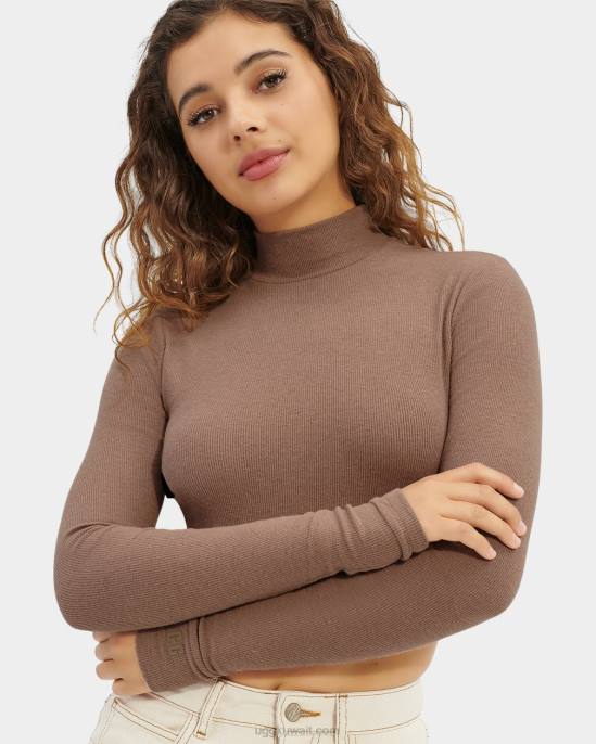 بلوزة بياقة مضلعة ومضلعة من نعمة سلحفاء نحيف UGG 08HB1078