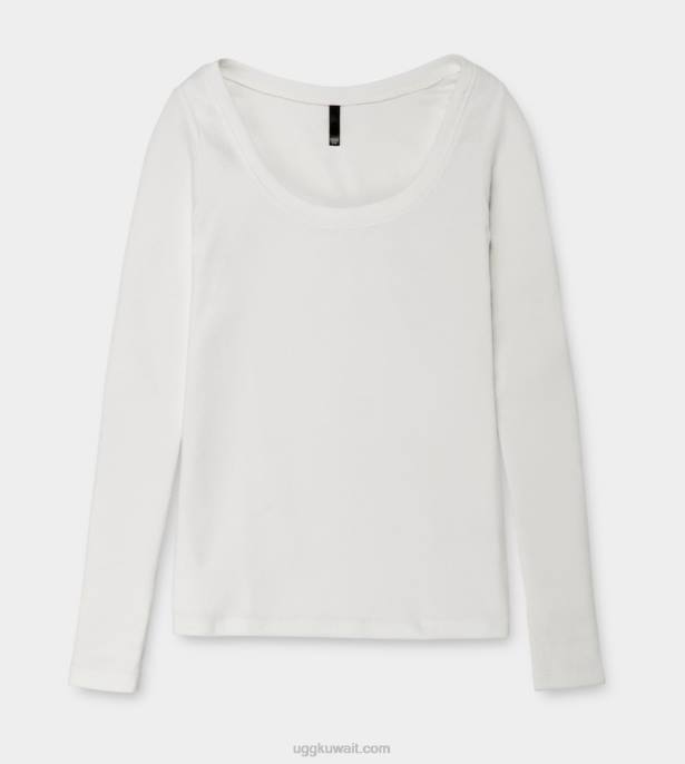 تالولا بلوزة مضلعة بأكمام طويلة أبيض نحيف UGG 08HB1088