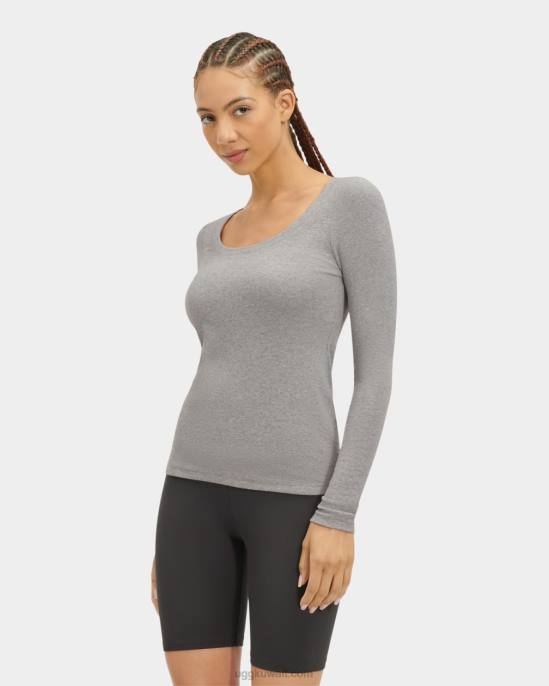 تالولا بلوزة مضلعة بأكمام طويلة هيذر رمادي نحيف UGG 08HB1089