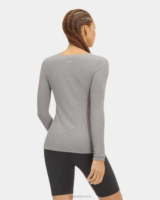 تالولا بلوزة مضلعة بأكمام طويلة هيذر رمادي نحيف UGG 08HB1089