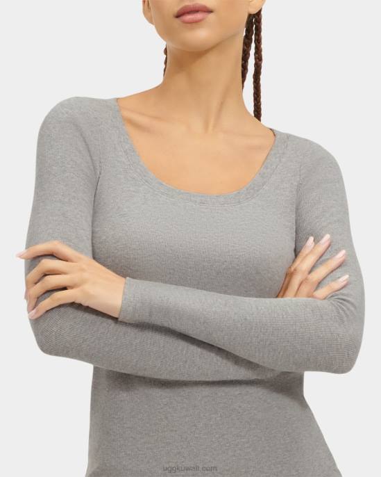 تالولا بلوزة مضلعة بأكمام طويلة هيذر رمادي نحيف UGG 08HB1089