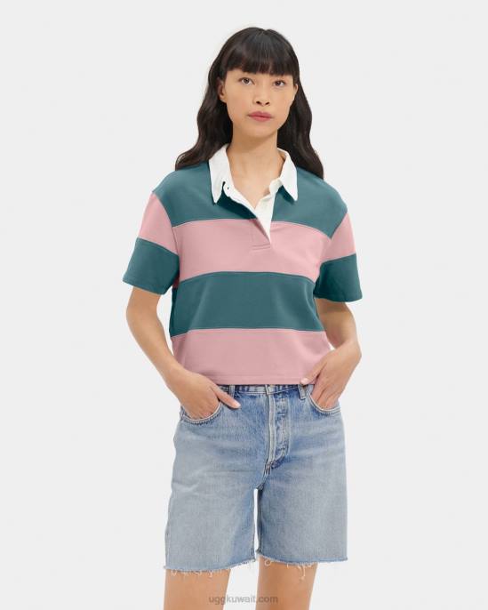 قميص بولو كيون الرجبي قزحية رمادي / طيني وردي نحيف UGG 08HB1149