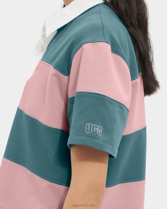 قميص بولو كيون الرجبي قزحية رمادي / طيني وردي نحيف UGG 08HB1149