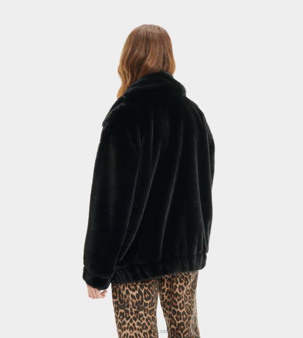 سترة كيانا من الفرو الصناعي أسود نحيف UGG 08HB1165