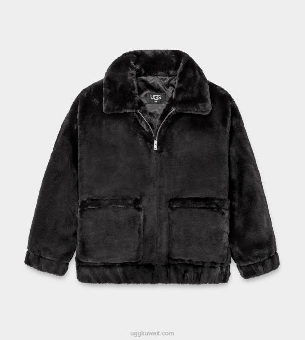 سترة كيانا من الفرو الصناعي أسود نحيف UGG 08HB1165