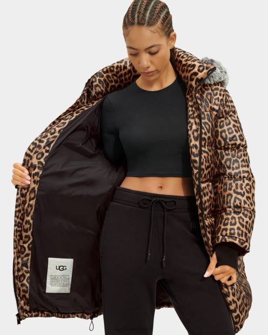 سترة منفوخة بطول متوسط فهد نحيف UGG 08HB1178