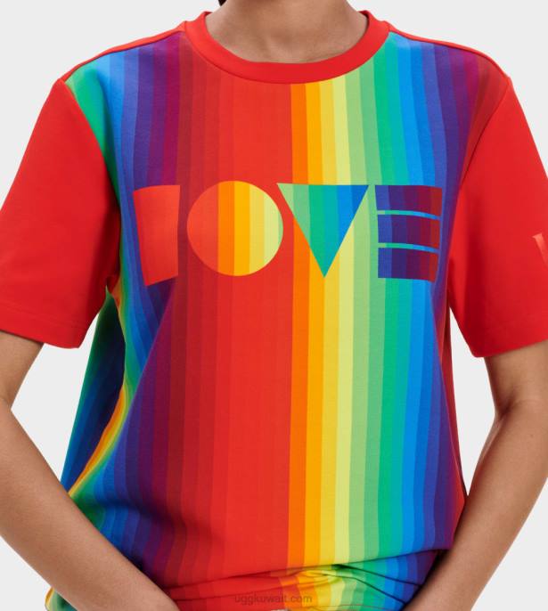 تي شيرت بشعار فخر خطوط قوس قزح كل الجنس UGG 08HB1192