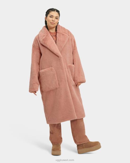 معطف من الفرو الصناعي المرجان المحروق نحيف UGG 08HB1271