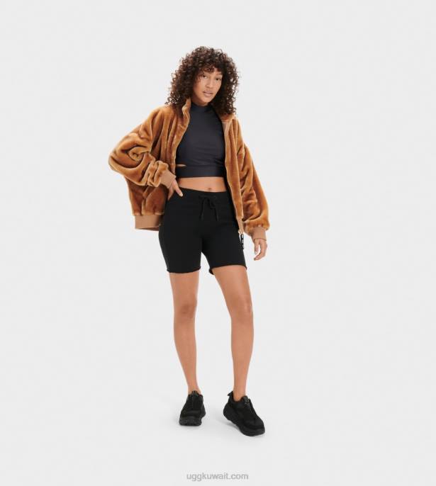 زهارة راكب الدراجة النارية شورت أسود نحيف UGG 08HB1300