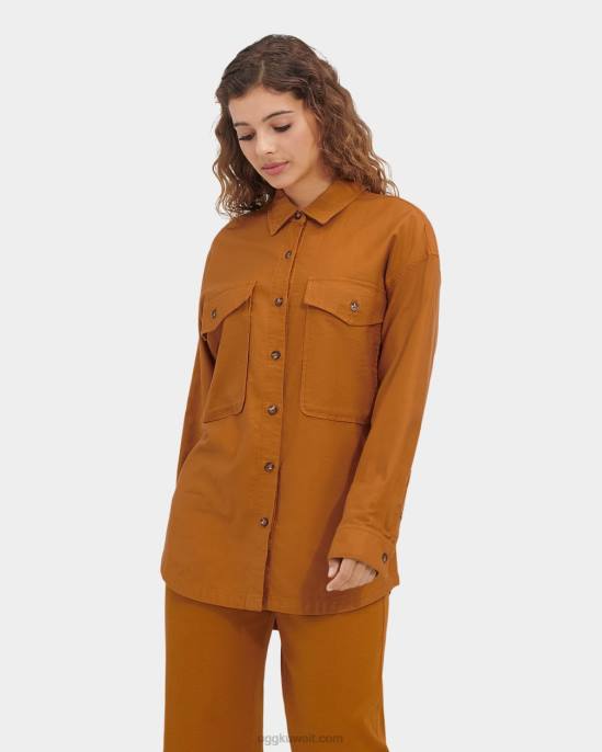 قميص كيميا بأكمام طويلة خردل بني نحيف UGG 08HB1303