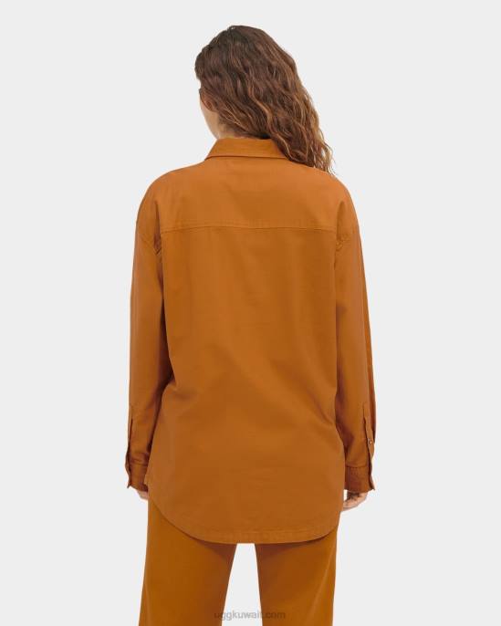 قميص كيميا بأكمام طويلة خردل بني نحيف UGG 08HB1303