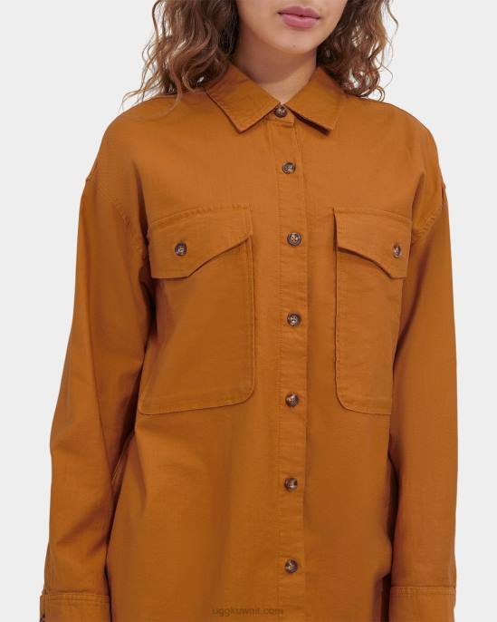قميص كيميا بأكمام طويلة خردل بني نحيف UGG 08HB1303