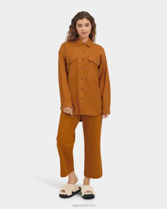 قميص كيميا بأكمام طويلة خردل بني نحيف UGG 08HB1303