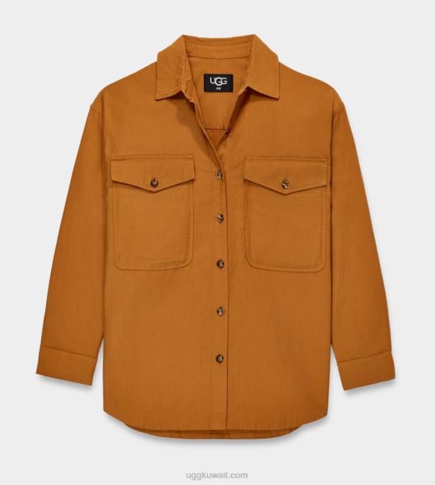 قميص كيميا بأكمام طويلة خردل بني نحيف UGG 08HB1303