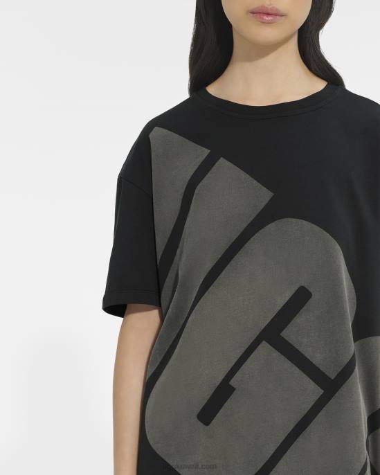 جاكلين شعار تي شيرت فحم أسود نحيف UGG 08HB1321