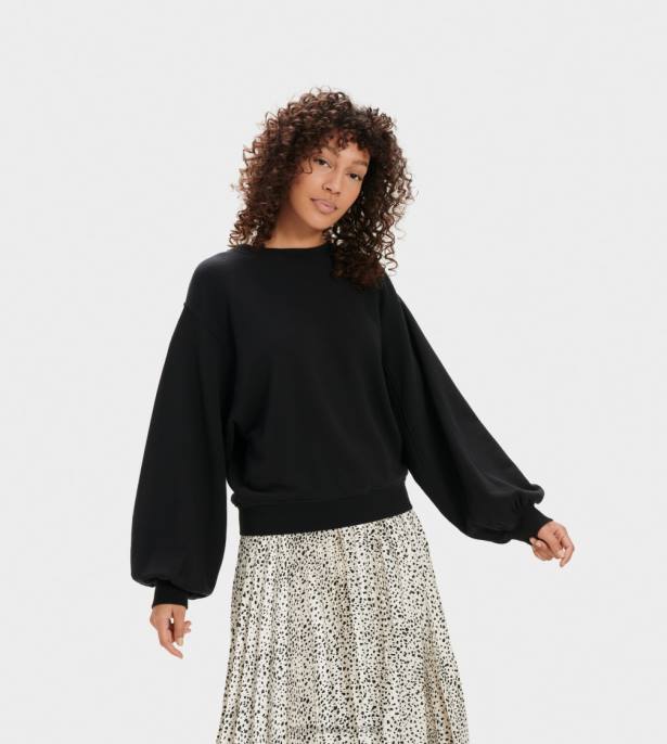 جدول بالون الأكمام طاقم الرقبة أسود نحيف UGG 08HB1362