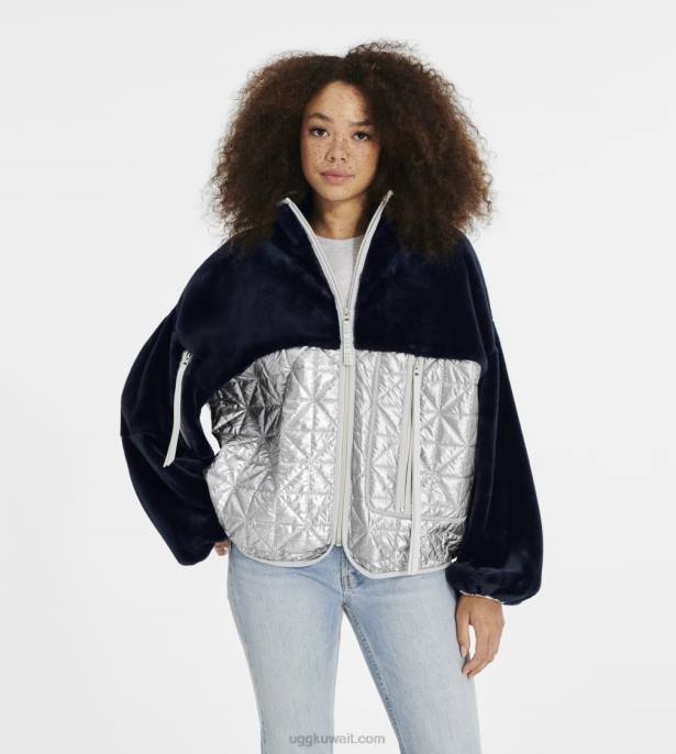 جاكيت مبطن مارلين ميتاليك الجزع / الفضة نحيف UGG 08HB1371