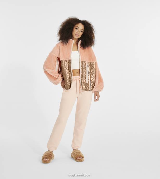 جاكيت مبطن مارلين ميتاليك الغسق الوردي / الذهب الوردي نحيف UGG 08HB1372