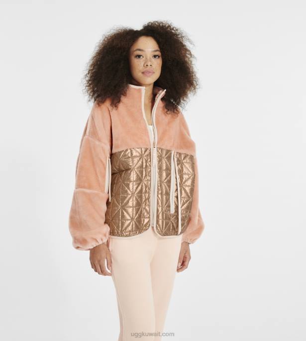 جاكيت مبطن مارلين ميتاليك الغسق الوردي / الذهب الوردي نحيف UGG 08HB1372