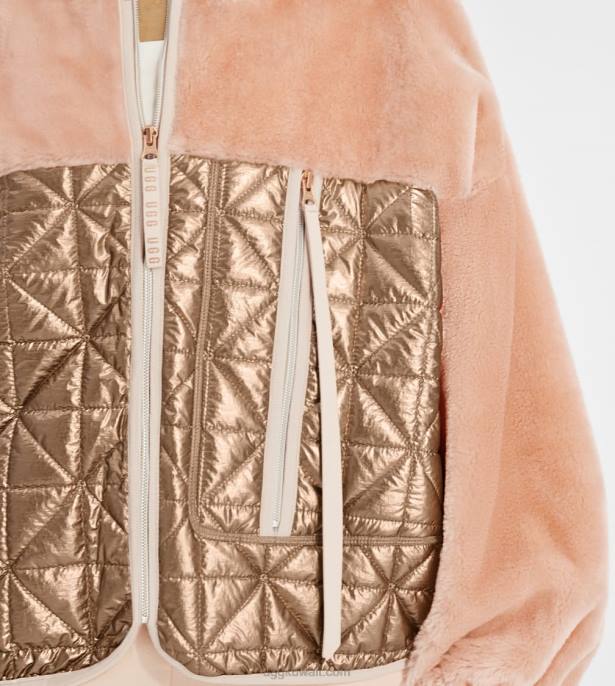 جاكيت مبطن مارلين ميتاليك الغسق الوردي / الذهب الوردي نحيف UGG 08HB1372