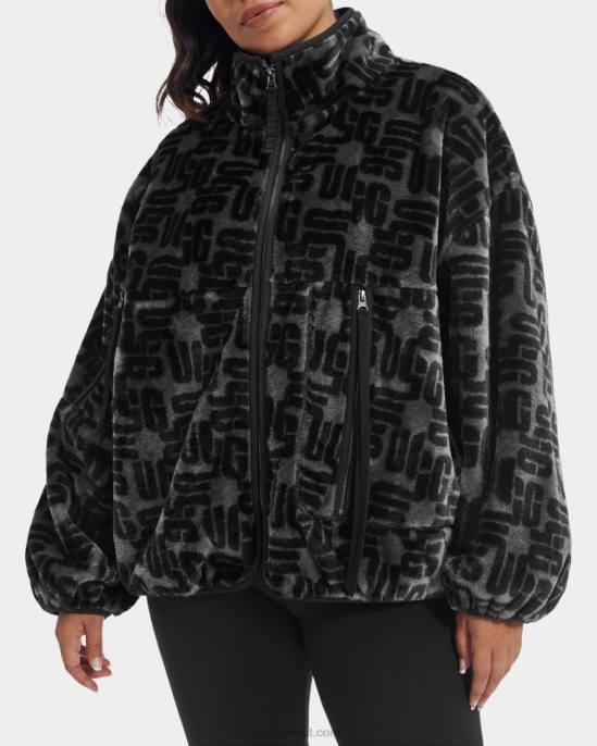 سترة مارلين شيربا مونوغرام حرف واحد فقط رسومي أسود نحيف UGG 08HB152