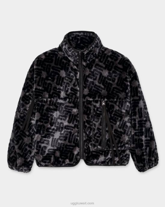 سترة مارلين شيربا مونوغرام حرف واحد فقط رسومي أسود نحيف UGG 08HB152