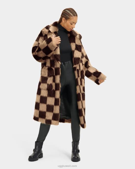 معطف الفرو الصناعي أفالين الجدة الفحوصات نحيف UGG 08HB177