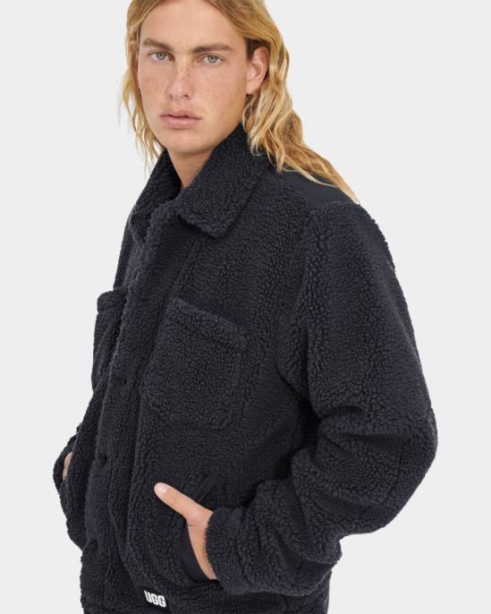 سترة سائق الشاحنة جانسون شيربا الرماد الداكن رجال UGG 08HB1887