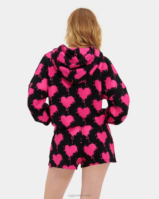 كيرا اقتصاص هوديي أسود / وردي حلوى نحيف UGG 08HB191