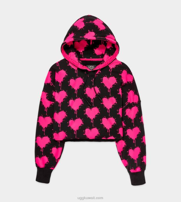 كيرا اقتصاص هوديي أسود / وردي حلوى نحيف UGG 08HB191