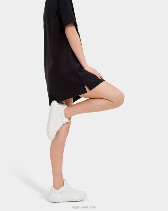 فستان تيشيرت بشعار الماركة أسود نحيف UGG 08HB2062