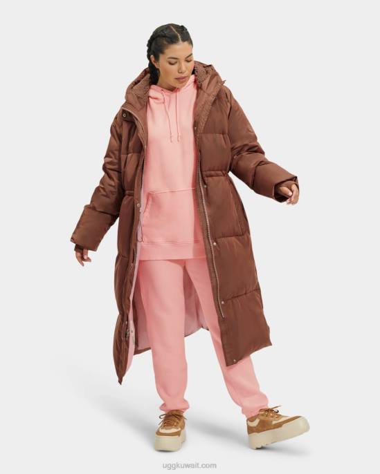 معطف طويل منفوخ كيلي الكستناء الداكن نحيف UGG 08HB2154