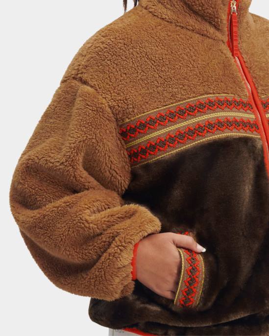 مارلين شيربا سترة تراث جديلة جديلة تراث الكستناء نحيف UGG 08HB2167