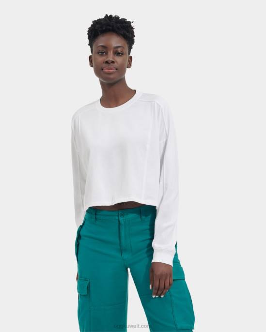 بلوزة قصيرة الأكمام طويلة الأكمام أبيض نحيف UGG 08HB2173