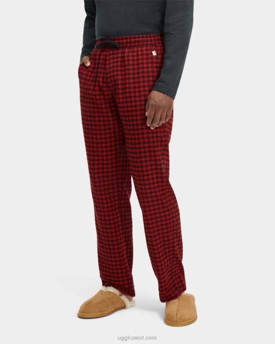 طقم بيجامة شتاينر مع صندوق هدايا شيك أسود / أحمر رجال UGG 08HB2205