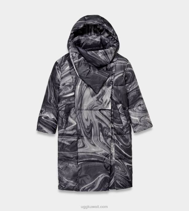 سترة كاترينا منفوخة رخام أسود / أبيض نحيف UGG 08HB2244