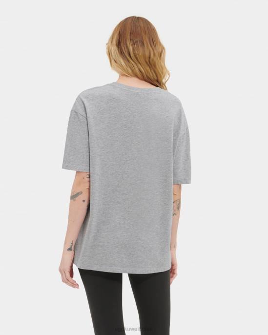 جاكلين شعار تي شيرت هيذر رمادي / وردي توفي نحيف UGG 08HB2264