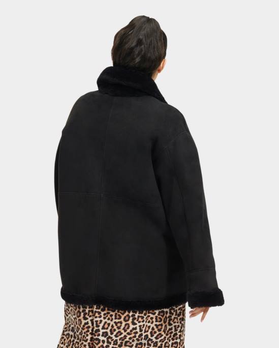 جاكيت شيرلنج بوجهين من فايدون أسود نحيف UGG 08HB2267