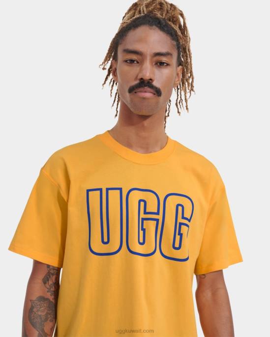 تي شيرت بشعار ريت مخطط الرسم الصيفي / نبتون رجال UGG 08HB282